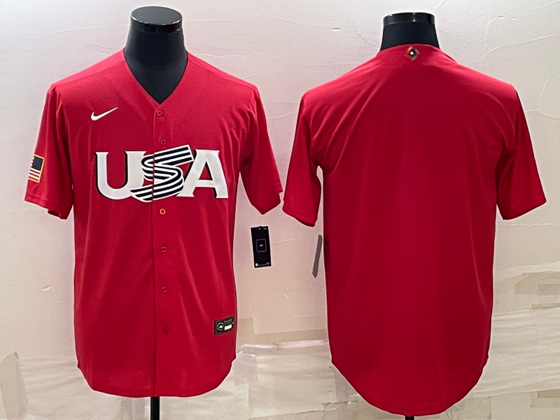 Men's USA Baseball Blank 2023 Red World Baseball Classic Stitched Jersey